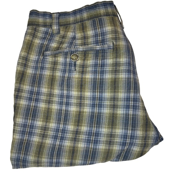 Tommy Bahama Men's Plaid Shorts Linen Silk Blend Blue Green Casual Size 34 - Picture 1 of 5